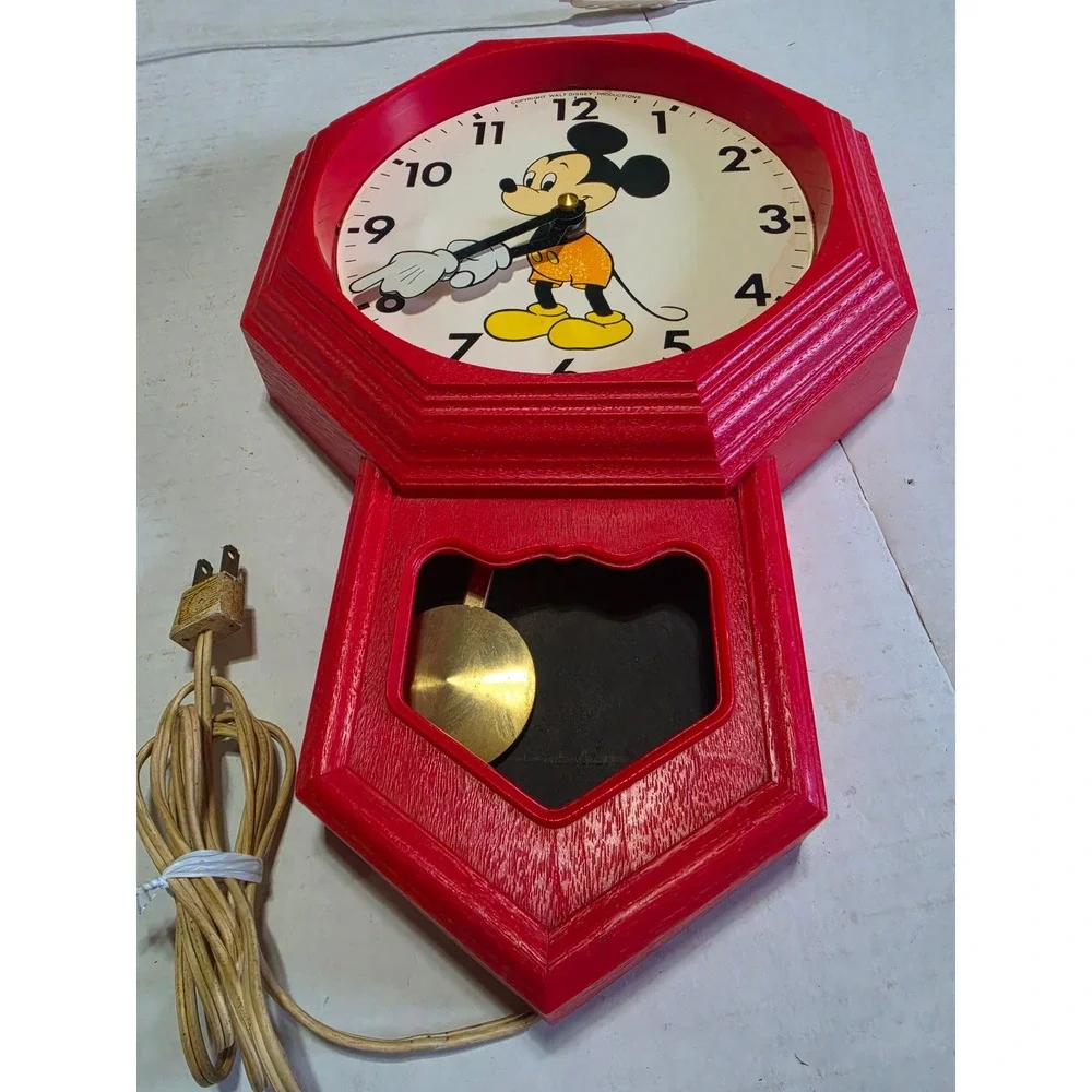 Vtg Mickey Mouse Welby Elgin Pendulum Wall Clock Electric Disneyana non-working